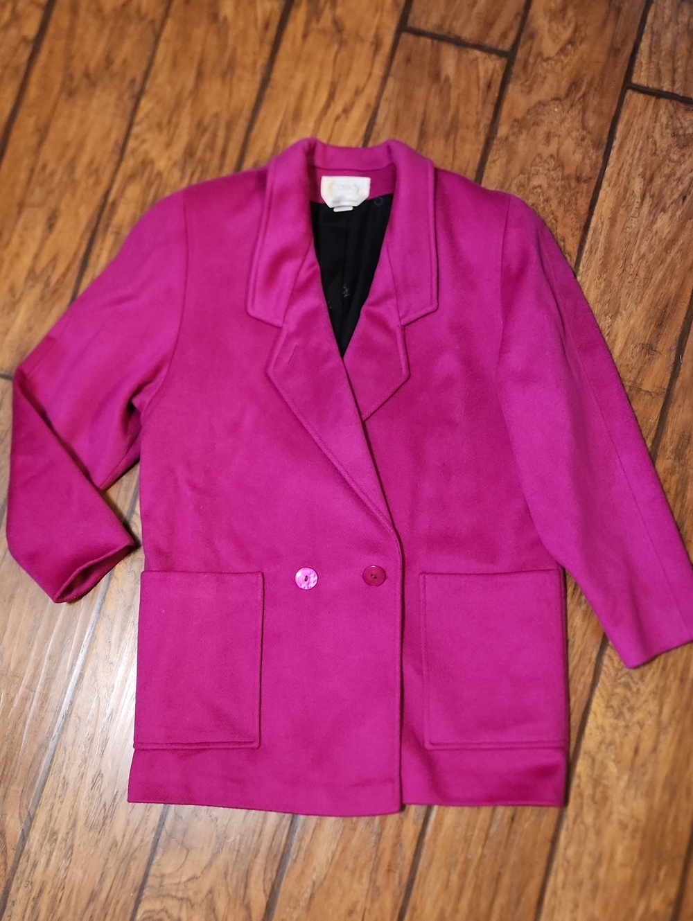 Women's Magenta Double-Breasted Blazer Jacket